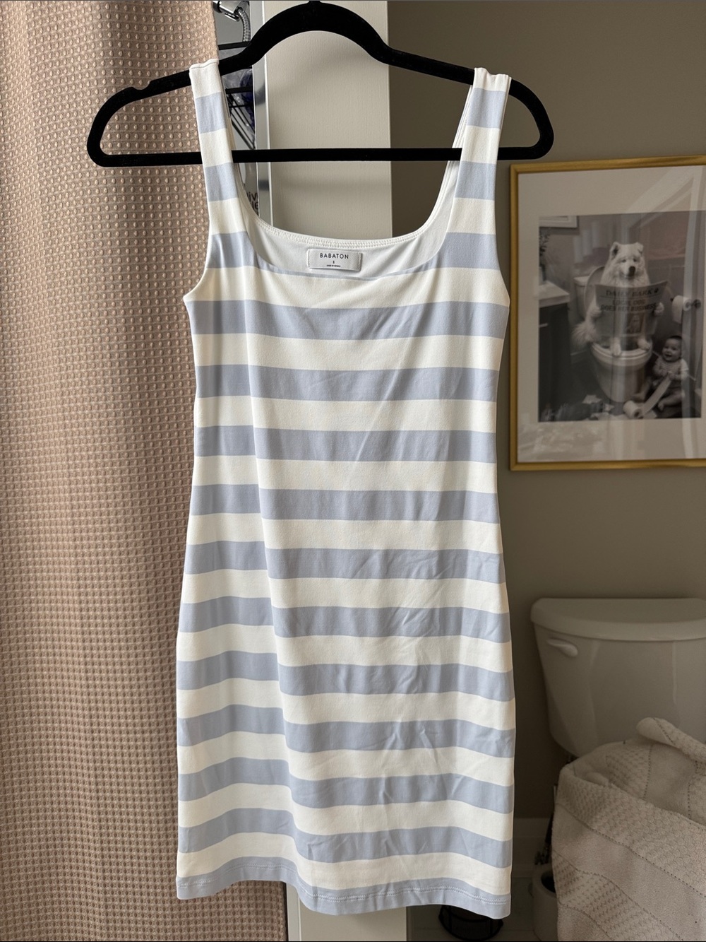 Babaton Blue and White Striped Tank Dress